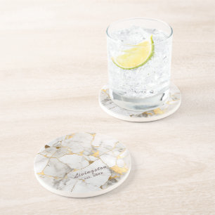Black Gold Marble Established Personalised Coaster