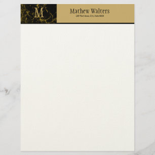 Black Gold Marble Felt Paper Letterhead