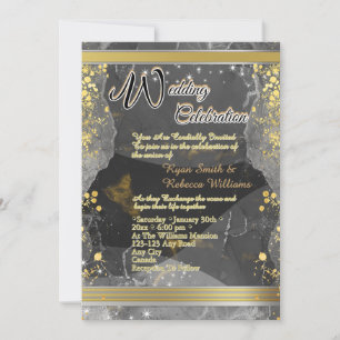 Black & Gold Marble Flat Card 