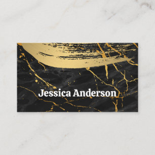 Black Gold Marble Gold Brushed Lux Business Card