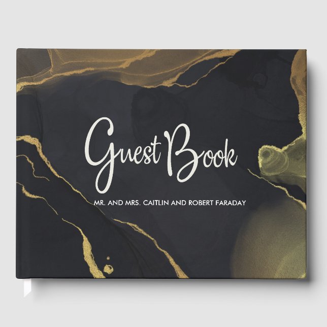 black & Gold Marble  Guest Book (Front)