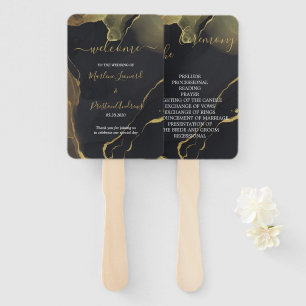 black & Gold Marble Hand Fan