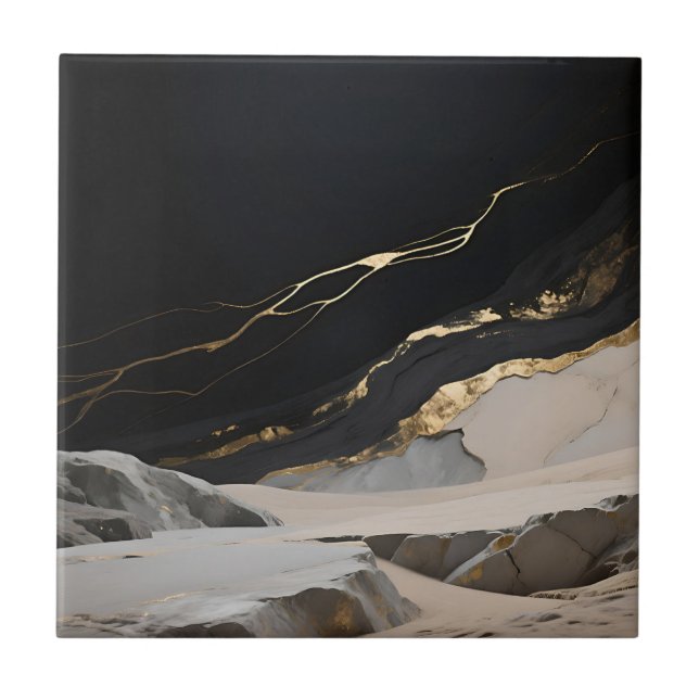 Black Gold Marble Landscape Tile (Front)