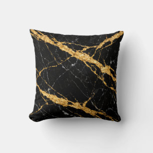 Black Gold Marble Luxe Pattern Cushion