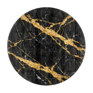 Black Gold Marble Luxe Pattern Cutting Board