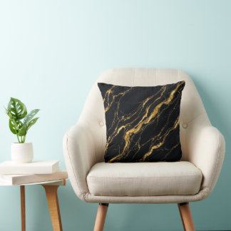 Black Gold Marble Luxury Elegant Modern Style Cushion