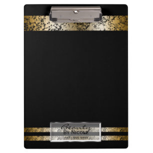 Black & Gold Marble Modern Fashion Personalised Clipboard
