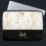 Black  Gold & Marble Monogram Elegant Luxury   Laptop Sleeve<br><div class="desc">Classic elegant luxury  design featuring black gold &  marble with monogram. The template has been set up so you just need to add your name to complete the design. Matching accessories in store .</div>
