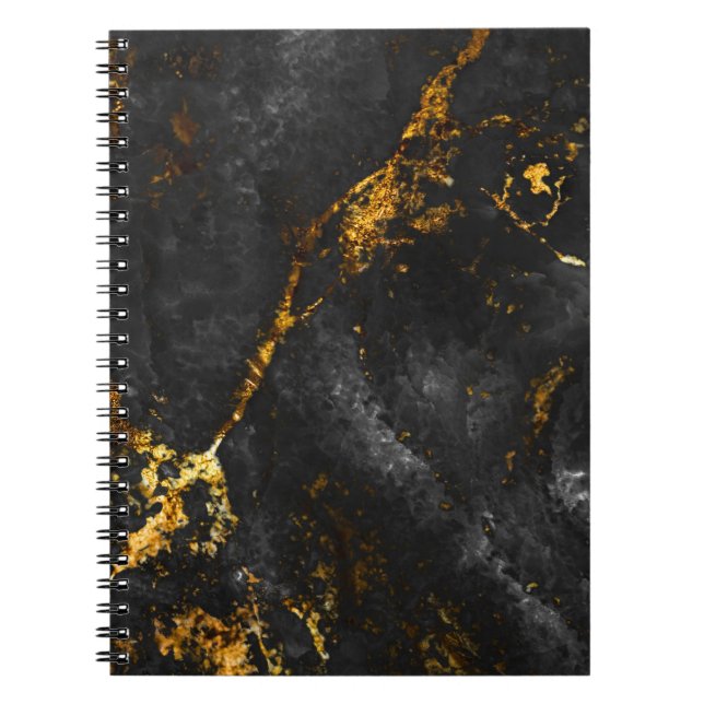 Black Gold Marble, Natural Pattern. Notebook (Front)