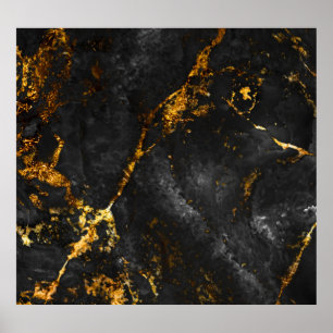 Black Gold Marble, Natural Pattern. Poster