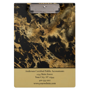 Black Gold Marble Personalised Business  Clipboard