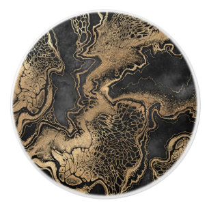 Black Gold Marble Pretty Ceramic Knob