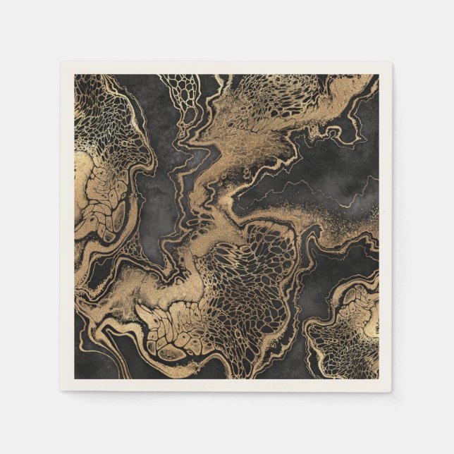 Black Gold Marble Pretty Napkin (Front)