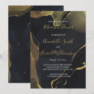 black & Gold Marble   Rehearsal Dinner Invitation