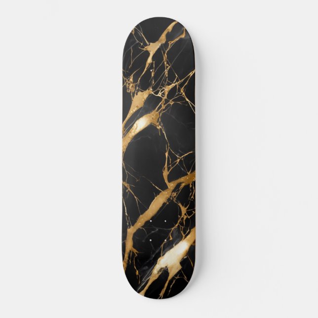 black gold marble texture skateboard (Front)