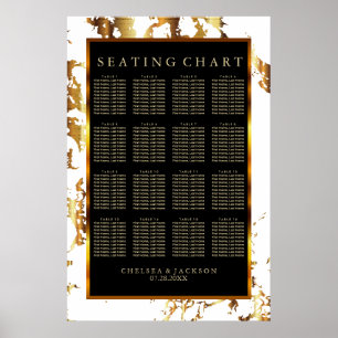 Black, Gold Marble & White -16 Seating Chart