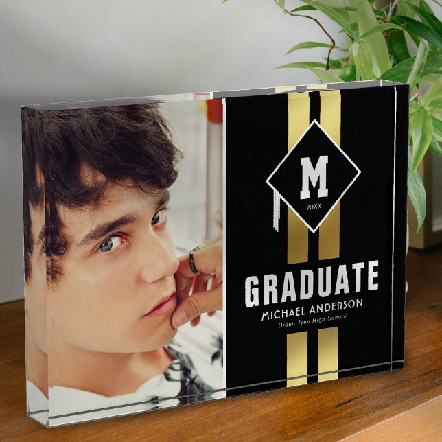 Black Gold Masculine Graduation Photo Block (Creator Uploaded)