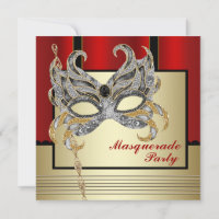 Black Gold Mask Red Black Masquerade Party