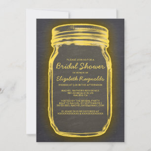 Black & Gold Mason Jar Bridal Shower Invitations
