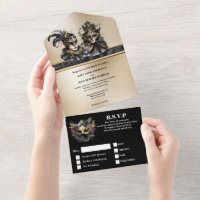 Black gold masquerade face mask wedding elegant