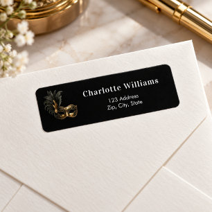 Black gold masquerade party return address