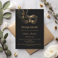 Black gold Masquerade party Sweet 16