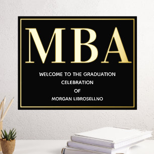 Black Gold MBA Graduation Welcome Foil Prints