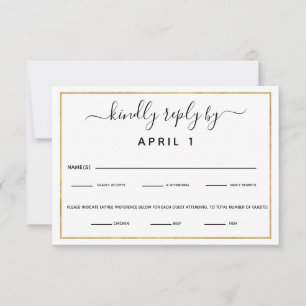 Black & Gold Meal Choice Reception Dinner RSVP