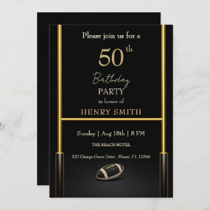 Black & Gold Men's Birthday Invitation