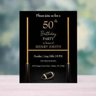 Black & Gold Men's Birthday Invitation Acrylic Sign