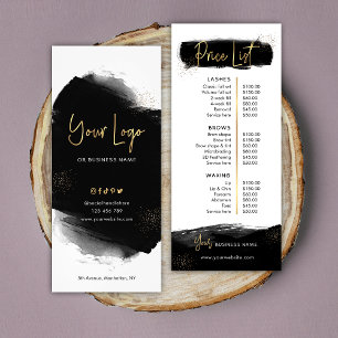 Black & Gold Menu Salon Price List Logo Rack Card