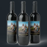 Black & Gold Merry Christmas Photo Wine Label<br><div class="desc">Celebrate the season with this stylish holiday photo wine label. This design features stylish gold lettering "Merry Everything" with custom text on a black background. You can personalise the text and insert your photo. More Christmas gift designs are available at my shop BaraBomDesign.</div>