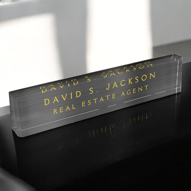 Black Gold Metallic Corporate Custom Professional Nameplate (Creator Uploaded)