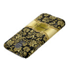 Black & Gold Metallic Floral Damask