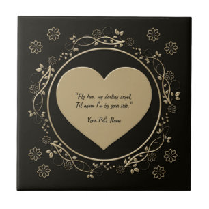 Black & Gold Metallic Heart Pet Memorial Tile