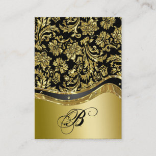 Black & Gold Metallic Look Floral Damasks Business Card