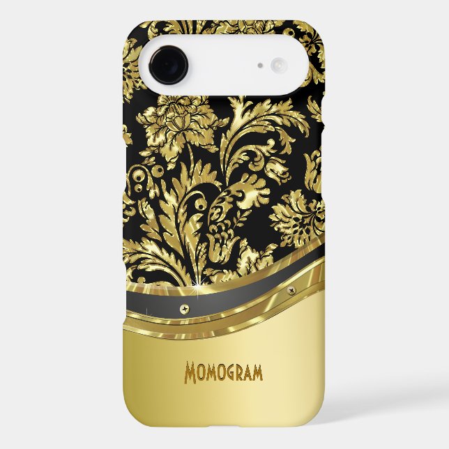 Black & Gold Metallic Look With Damasks Case-Mate iPhone Case (Back)