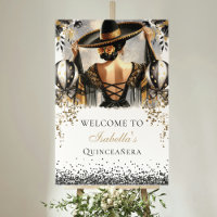 Black Gold Mexican Quinceañera Custom Welcome