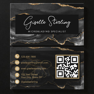 Black Gold Microblading QR Code  Business Card