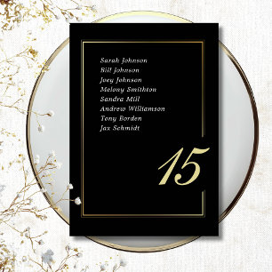 Black Gold Minimal Bold Script Typography Wedding Table Number