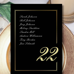 Black Gold Minimal Bold Script Typography Wedding Table Number
