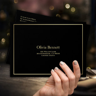 Black Gold Minimal Border Elegant Envelope