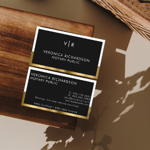 Black & Gold Minimal Clean Contemprary luxe Notary Business Card