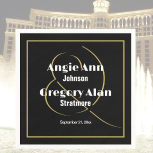 Black Gold Minimal Elegant Personalised Party Napkin