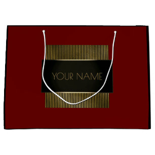 Black Gold Minimal Name Luxury Branding Butgundy Large Gift Bag