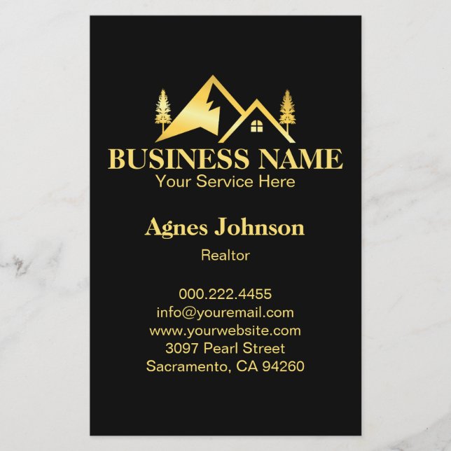 Black Gold Minimal Real Estate Agent House Flyer (Front)