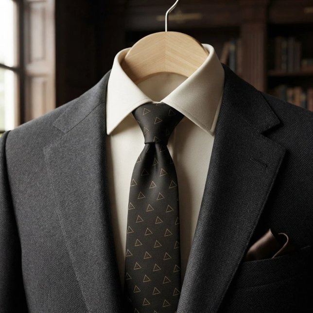 Black & Gold Minimal Triangle  Tie (Creator Uploaded)