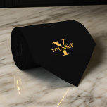 Black Gold Minimalist Monogrammed Tie<br><div class="desc">Make a bold statement with the Black Gold Minimalist Monogrammed neck tie. This sleek,  personalised accessory adds sophisticated style to any outfit.</div>
