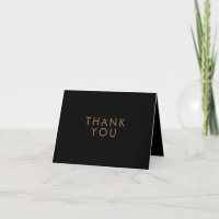 Black Gold Minimalist Personalised Thank You Card