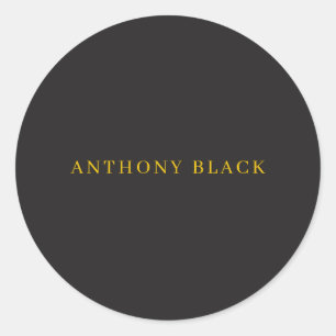Black & Gold Minimalist Plain Elegant Classical Classic Round Sticker